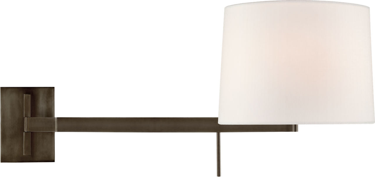 Sweep Medium Left Articulating Sconce | Bronze | Linen Shade