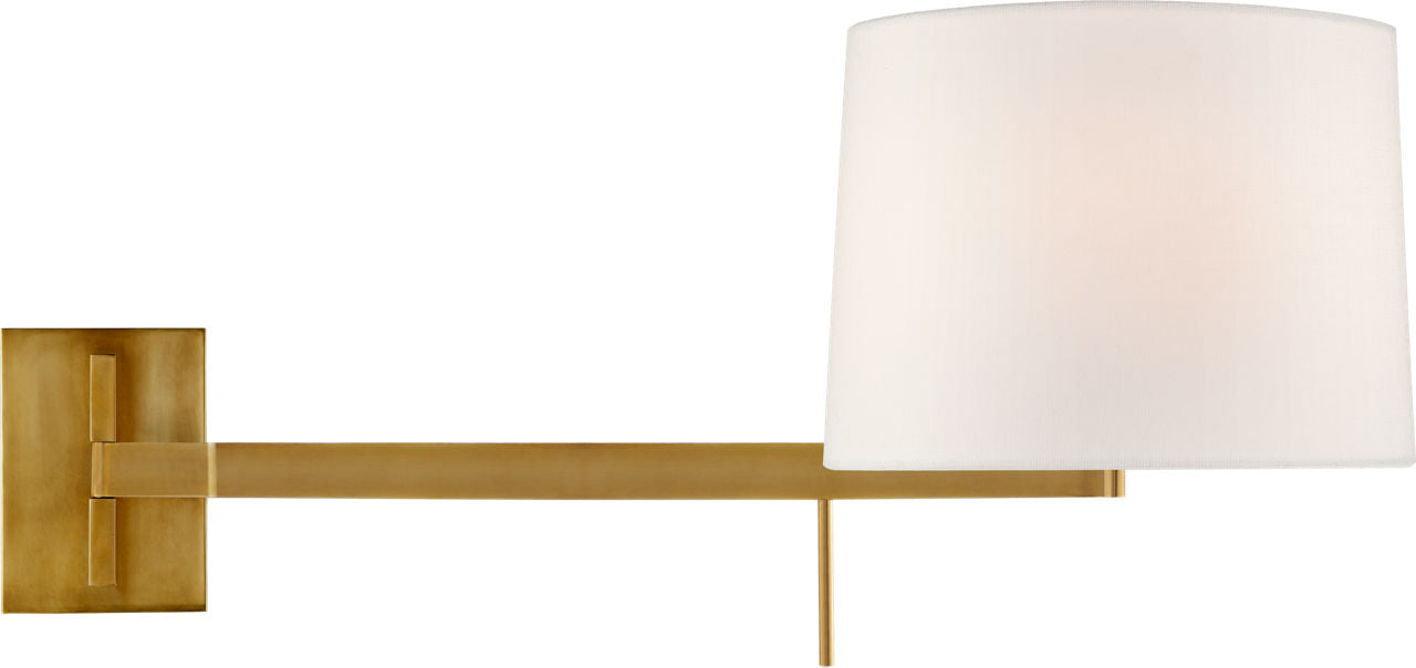 Sweep Medium Left Articulating Sconce | Soft Brass | Linen Shade