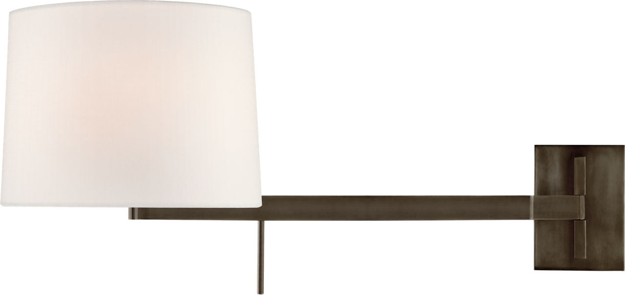 Sweep Medium Right Articulating Sconce | Bronze | Linen Shade