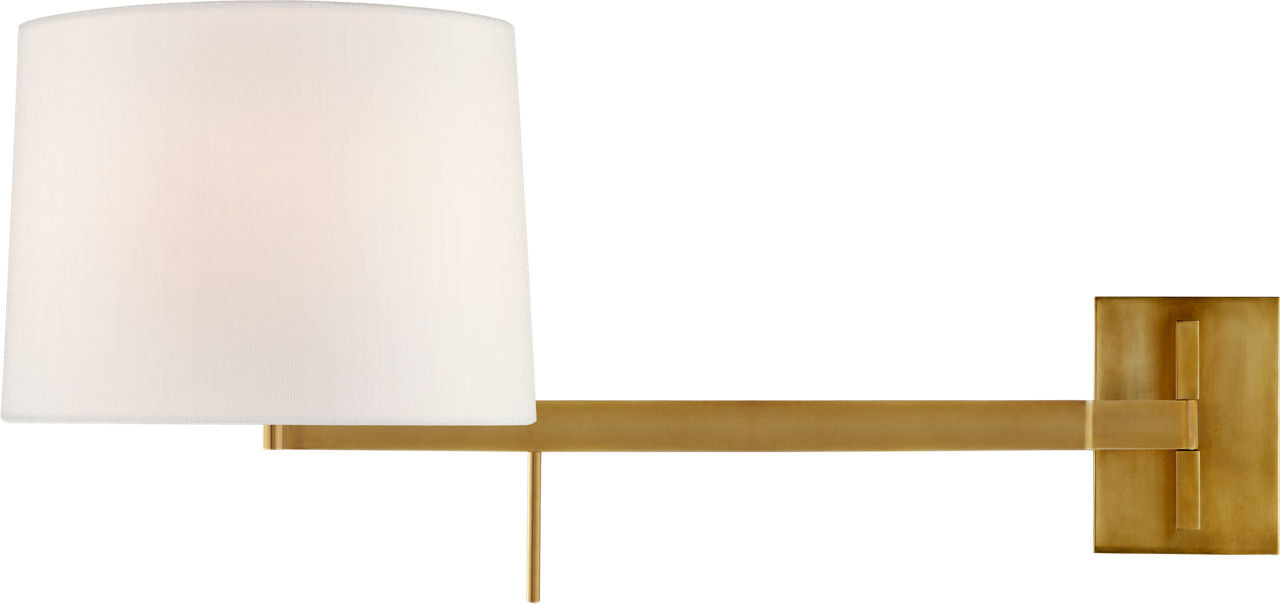 Sweep Medium Right Articulating Sconce | Soft Brass | Linen Shade