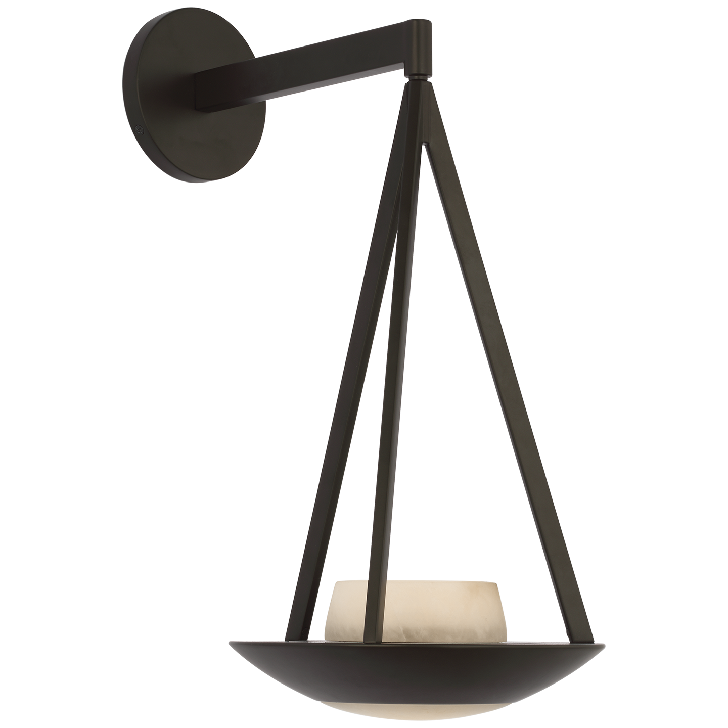 Divina 19" Floating Bowl Sconce | Modern Iron | Alabaster