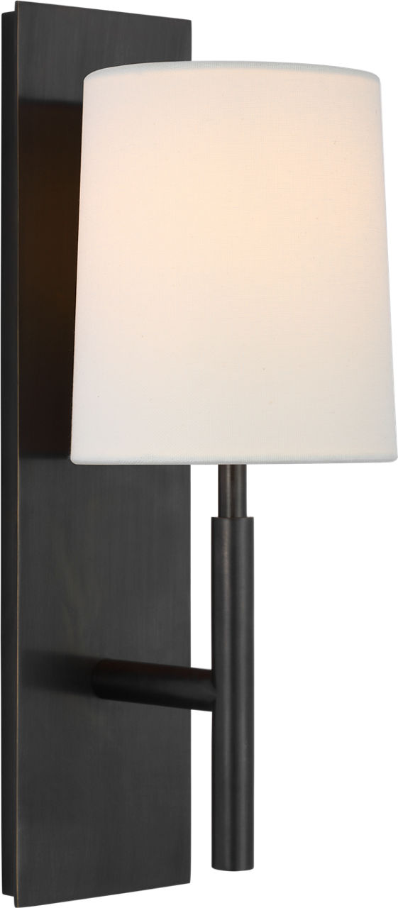 Clarion Medium Sconce | Bronze | Linen Shade