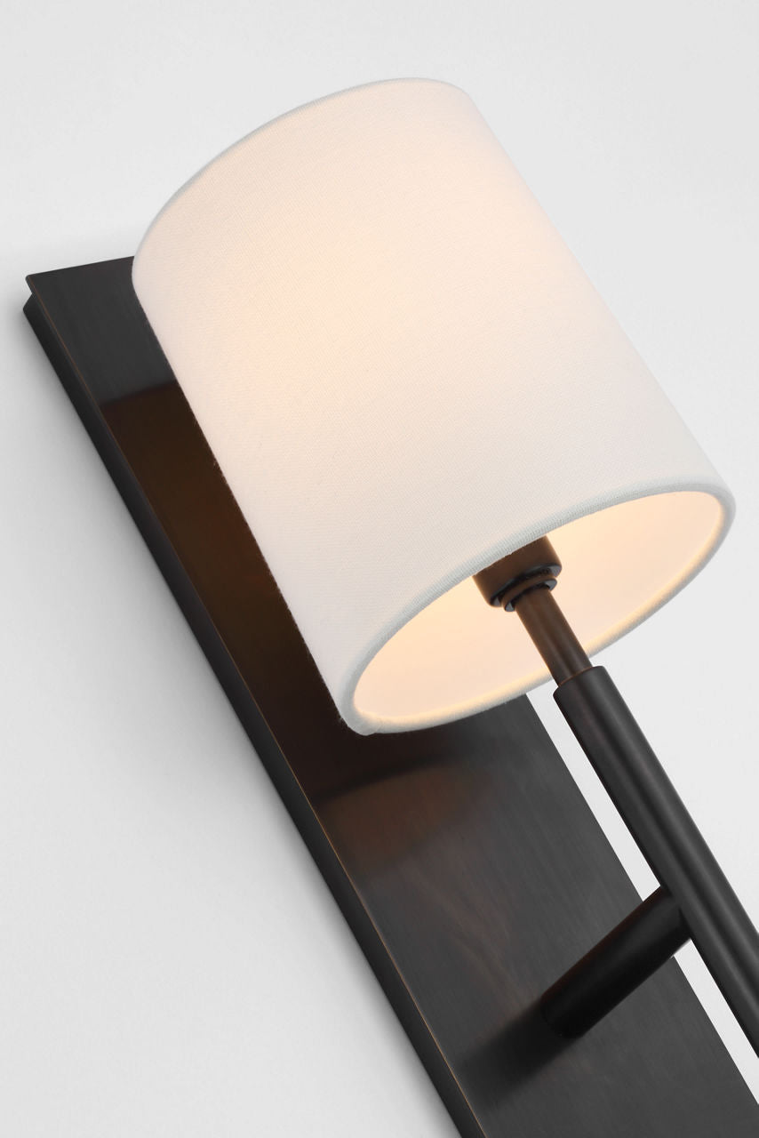 Clarion Medium Sconce | Bronze | Linen Shade
