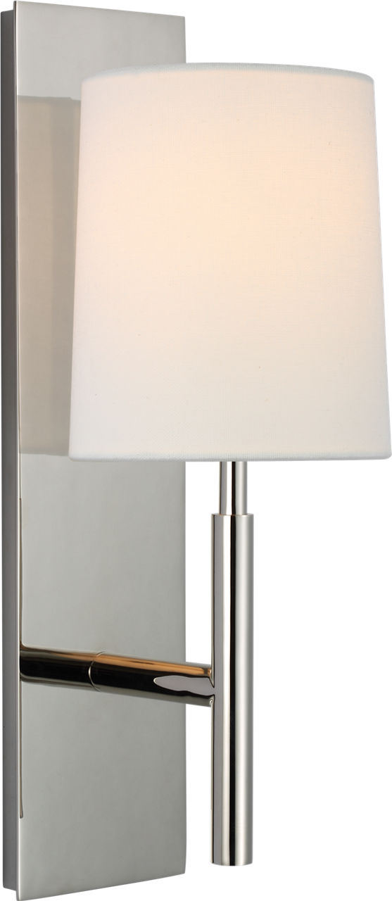 Clarion Medium Sconce | Polished Nickel | Linen Shade