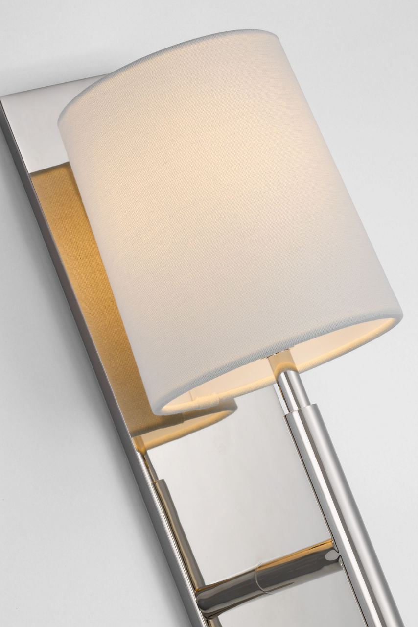 Clarion Medium Sconce | Polished Nickel | Linen Shade