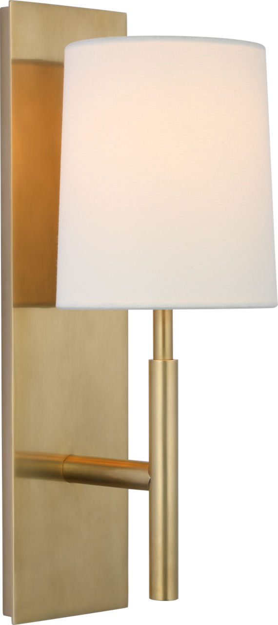 Clarion Medium Sconce | Soft Brass | Linen Shade
