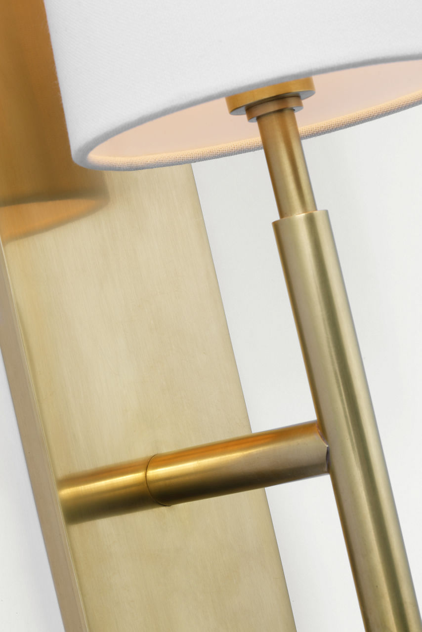 Clarion Medium Sconce | Soft Brass | Linen Shade