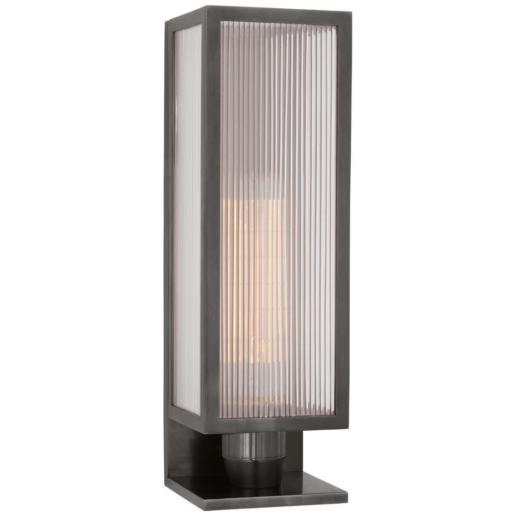 York 16" Single Box Outdoor Outdoor Sconce | Bronze | Clear Ribbed Glass