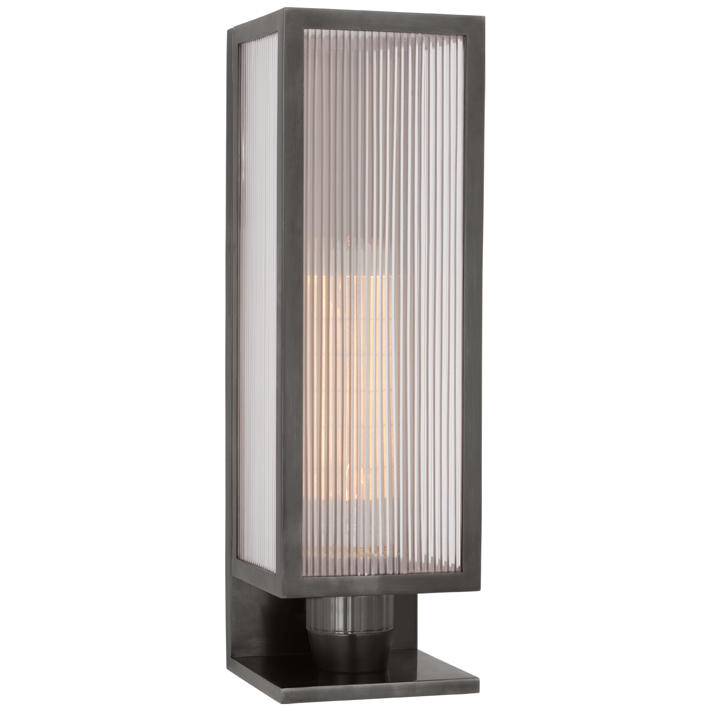 York 16" Single Box Outdoor Outdoor Sconce | Bronze | Clear Ribbed Glass