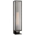York 24" Single Box Outdoor Sconce | Bronze | Clear Ribbed Glass