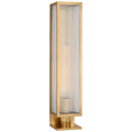 York 24" Single Box Outdoor Sconce | Soft Brass | Clear Ribbed Glass