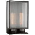 York 16" Double Box Outdoor Sconce | Bronze | Clear Ribbed Glass