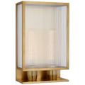 York 16" Double Box Outdoor Sconce | Soft Brass | Clear Ribbed Glass