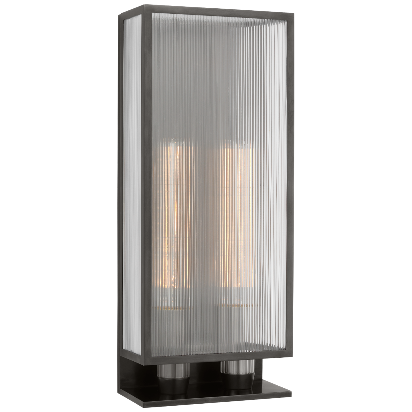 York 24" Double Box Outdoor Sconce | Bronze | Clear Ribbed Glass