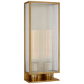 York 24" Double Box Outdoor Sconce | Soft Brass | Clear Ribbed Glass