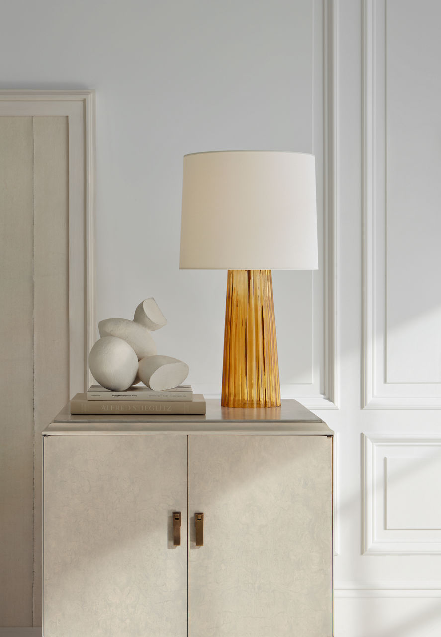 Danube Medium Table Lamp | Amber | Linen Shade