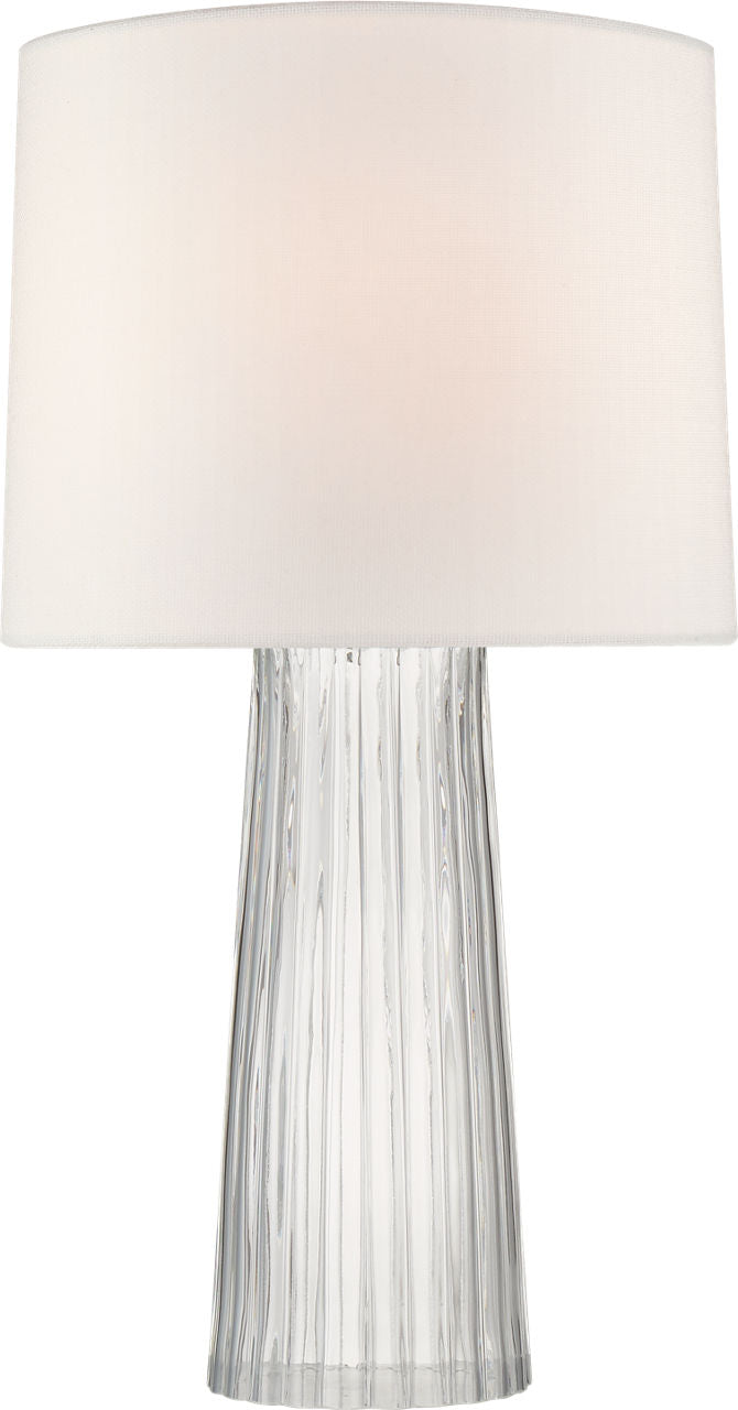 Danube Medium Table Lamp | Clear Glass | Linen Shade