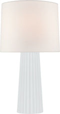 Danube Medium Table Lamp | White Glass | Linen Shade