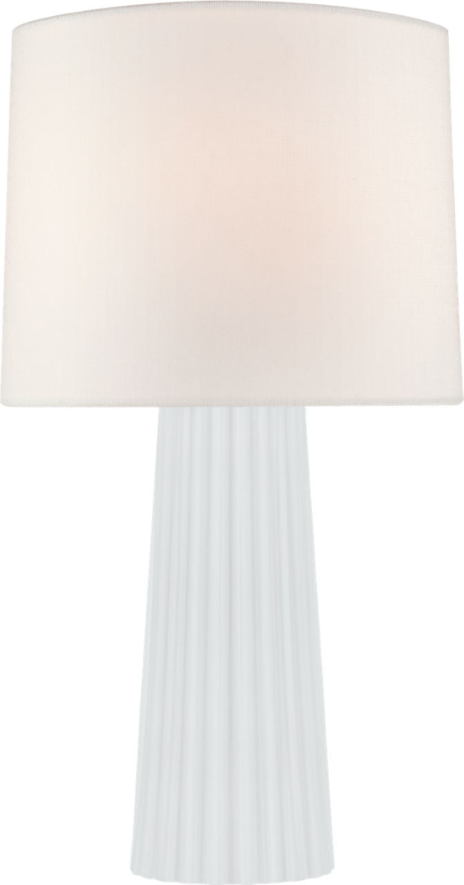 Danube Medium Table Lamp | White Glass | Linen Shade