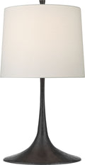 Oscar Medium Sculpted Table Lamp | Aged Iron | Linen Shade
