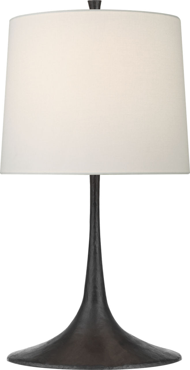 Oscar Medium Sculpted Table Lamp | Aged Iron | Linen Shade