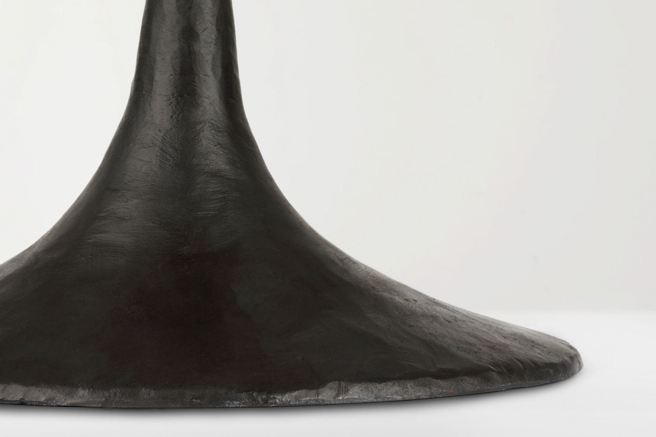 Oscar Medium Sculpted Table Lamp | Aged Iron | Linen Shade