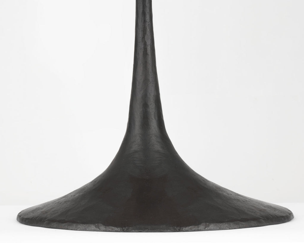 Oscar Medium Sculpted Table Lamp | Aged Iron | Linen Shade