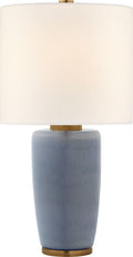 Chado Large Table Lamp | Polar Blue Crackle | Linen Shade