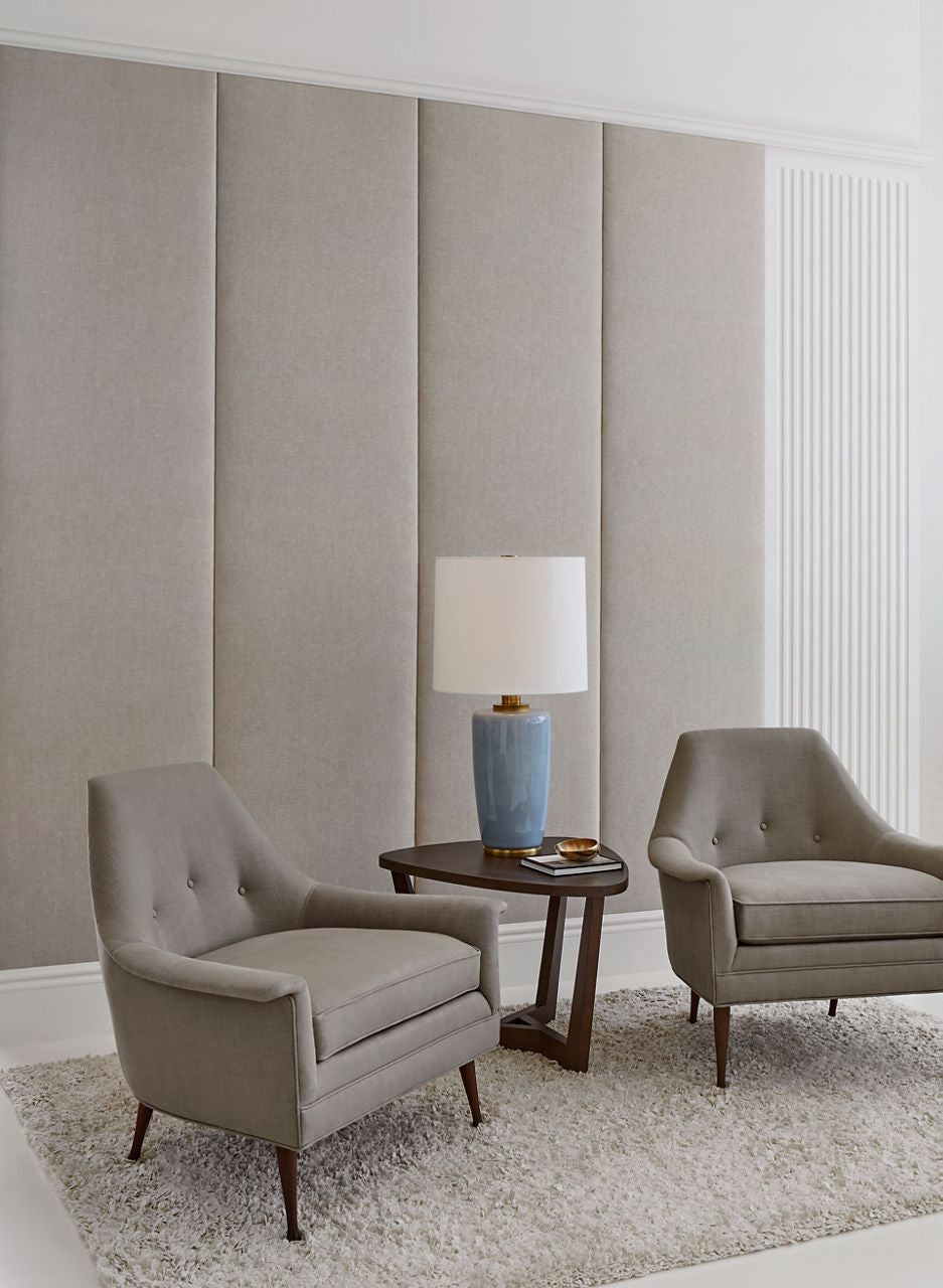 Chado Large Table Lamp | Polar Blue Crackle | Linen Shade