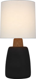 Aida Medium Table Lamp | Porous Black and Natural Oak | Linen Shade