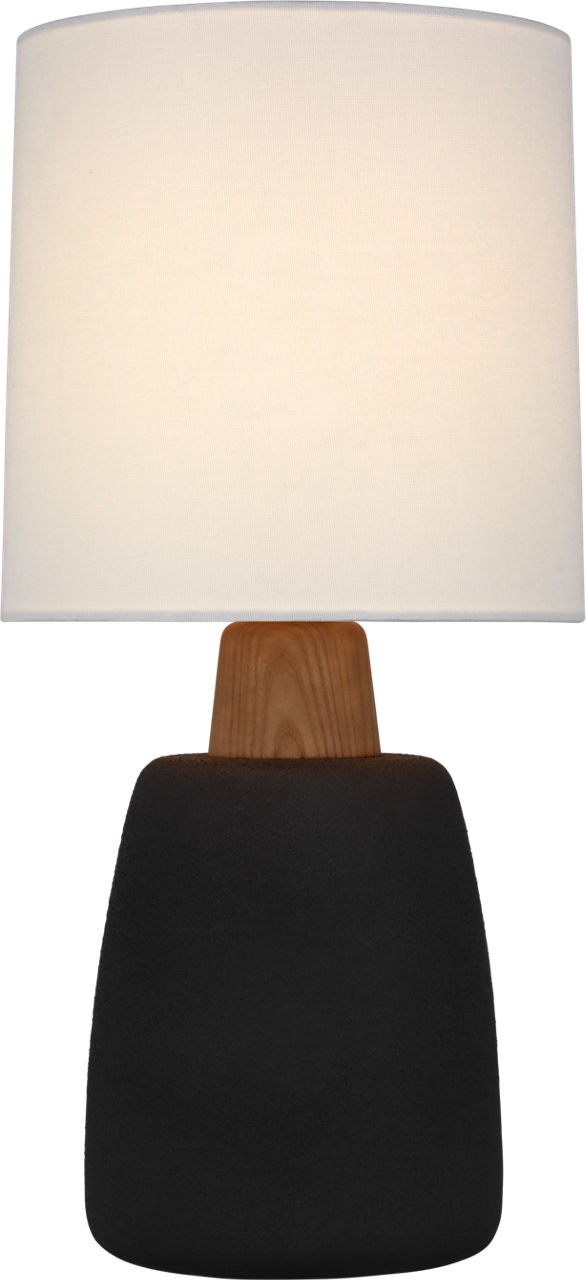 Aida Medium Table Lamp | Porous Black and Natural Oak | Linen Shade