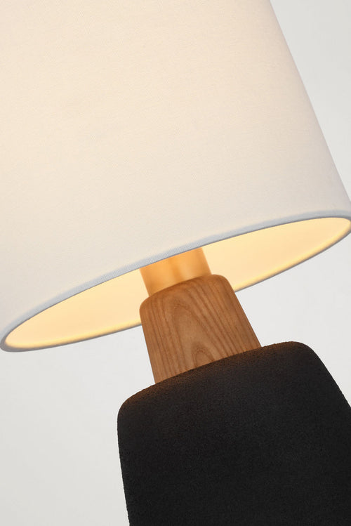Aida Medium Table Lamp | Porous Black and Natural Oak | Linen Shade