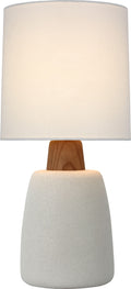 Aida Medium Table Lamp | Porous White and Natural Oak | Linen Shade
