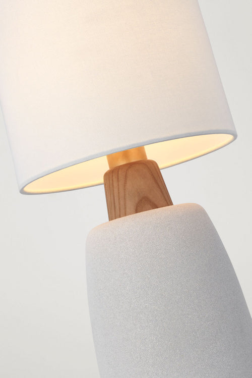 Aida Medium Table Lamp | Porous White and Natural Oak | Linen Shade
