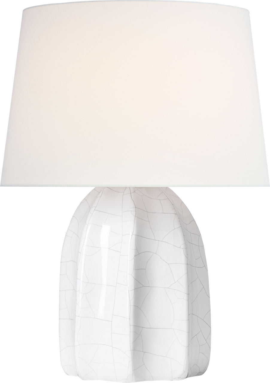 Melanie 12" Cordless Accent Lamp | Crackled Ivory | Linen Shade