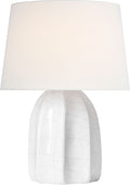 Melanie 12" Cordless Accent Lamp | Crackled Ivory | Linen Shade