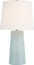 Braque Medium Debossed Table Lamp | Ice Blue Porcelain | Linen Shade