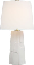 Braque Medium Debossed Table Lamp | Mixed White | Linen Shade