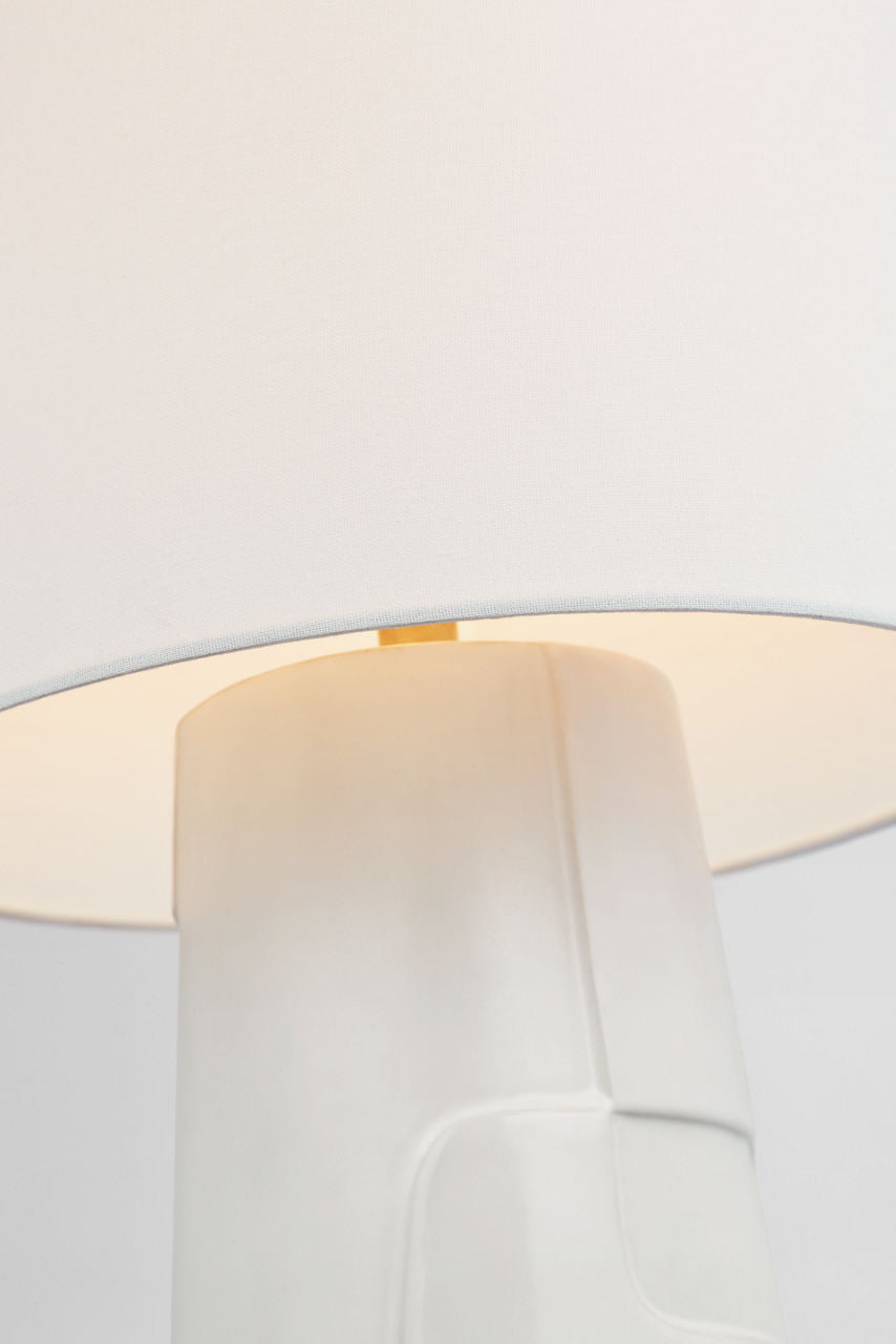 Braque Medium Debossed Table Lamp | Mixed White | Linen Shade