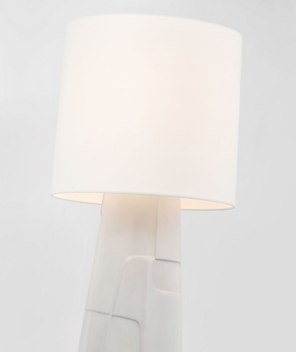 Braque Medium Debossed Table Lamp | Mixed White | Linen Shade