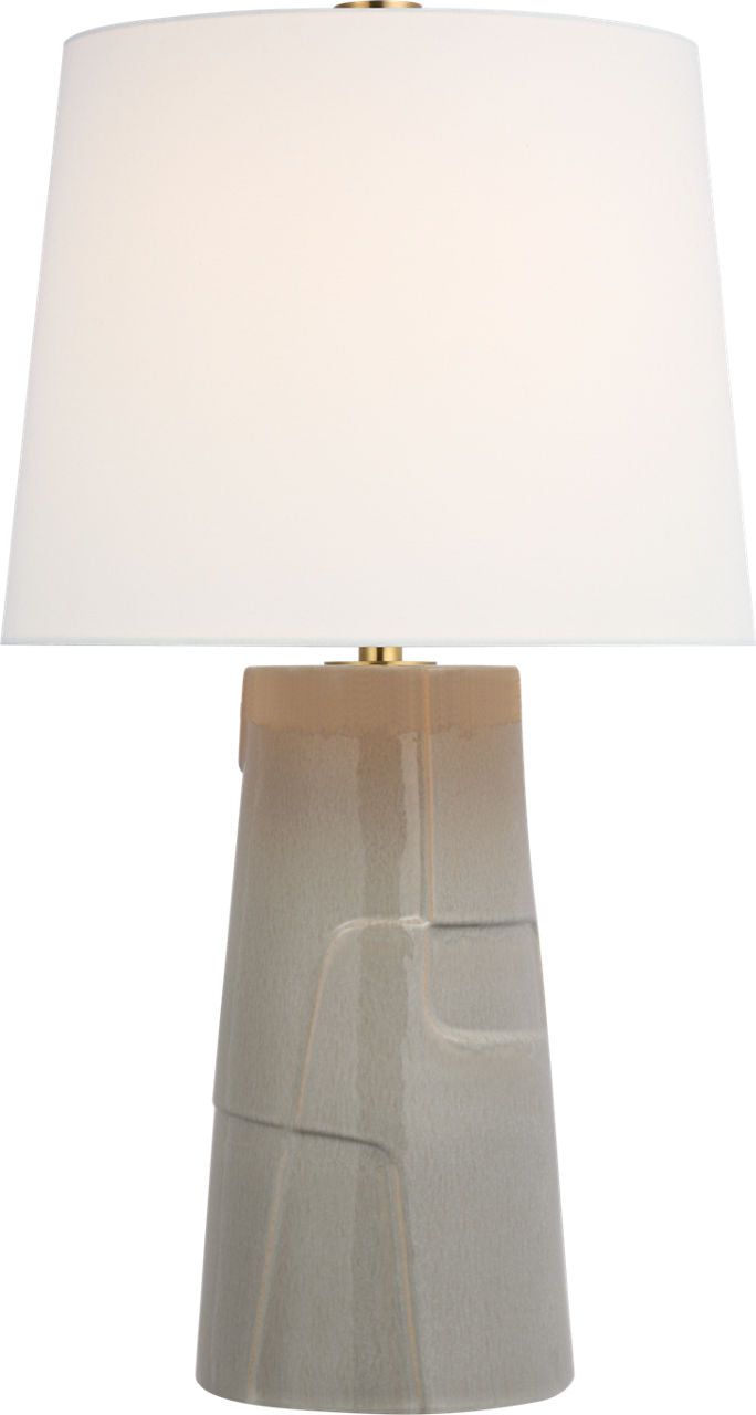 Braque Medium Debossed Table Lamp | Shellish Gray | Linen Shade