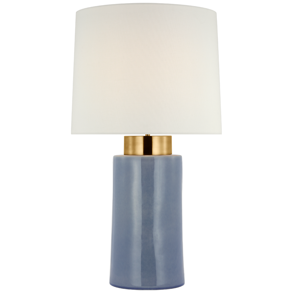 Xian 30" Table Lamp | Polar Blue Crackle and Soft Brass | Linen Shade