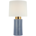 Xian 30" Table Lamp | Polar Blue Crackle and Soft Brass | Linen Shade