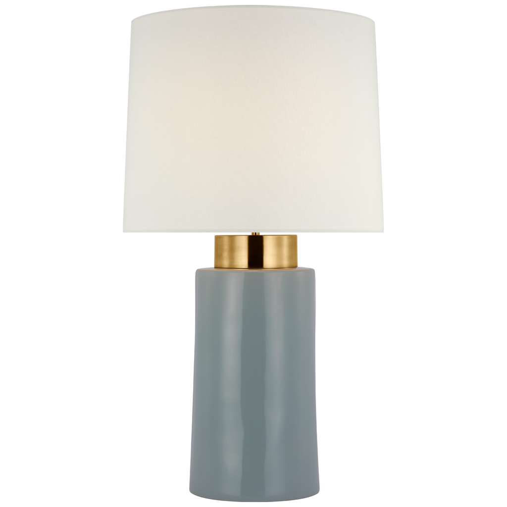 Xian 30" Table Lamp | Sky Gray and Soft Brass | Linen Shade