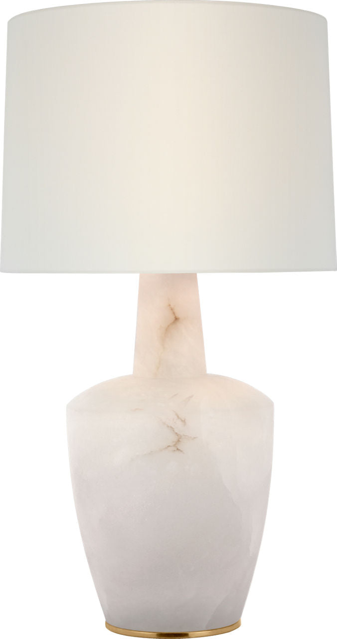 Paros 31" Table Lamp | Alabaster | Linen Drum Shade