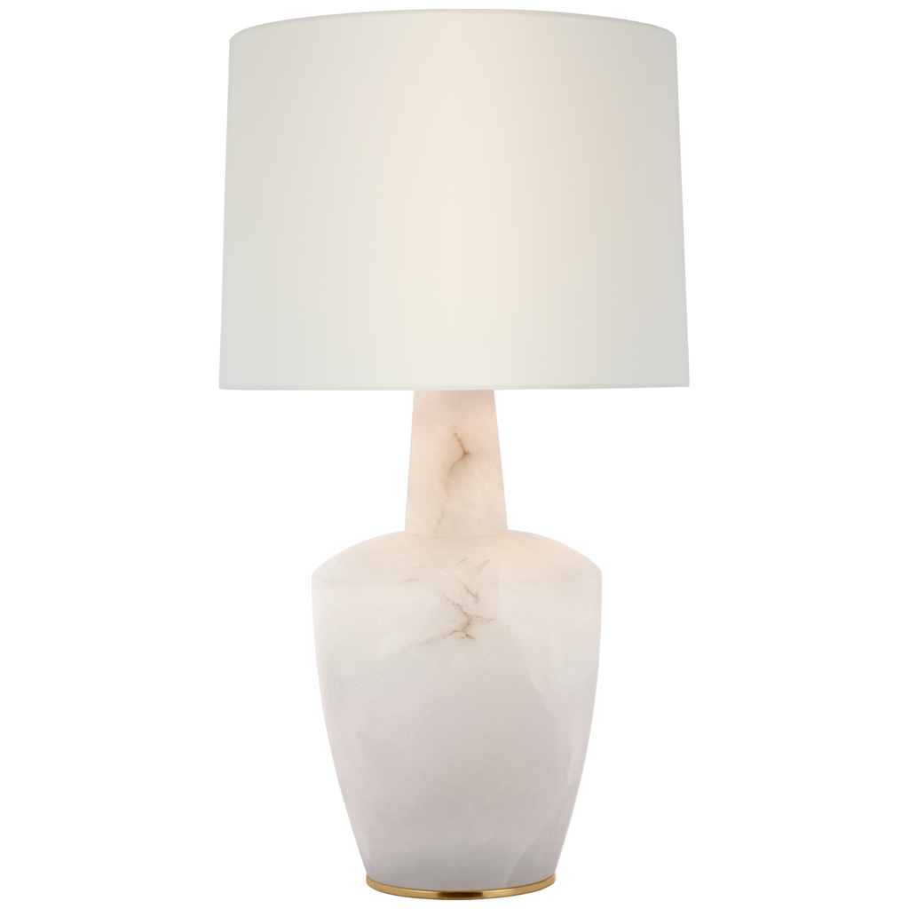 Paros 31" Table Lamp | Alabaster | Linen Drum Shade