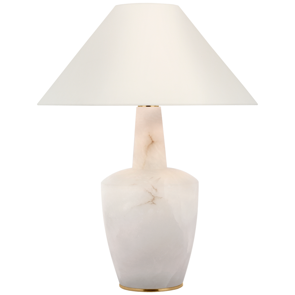 Paros 31" Table Lamp | Alabaster | Linen Flare Shade