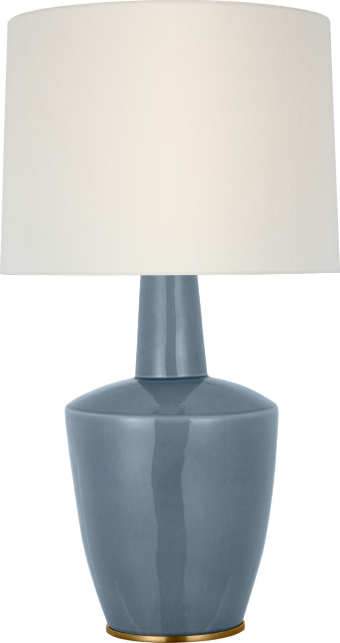 Paros 31" Table Lamp | Polar Blue Crackle | Linen Drum Shade