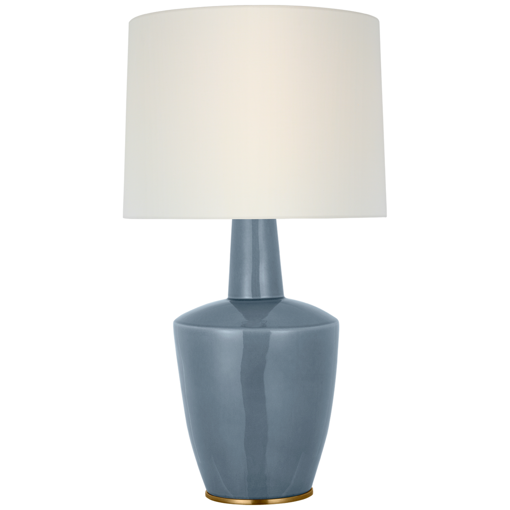 Paros 31" Table Lamp | Polar Blue Crackle | Linen Drum Shade