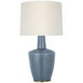 Paros 31" Table Lamp | Polar Blue Crackle | Linen Drum Shade